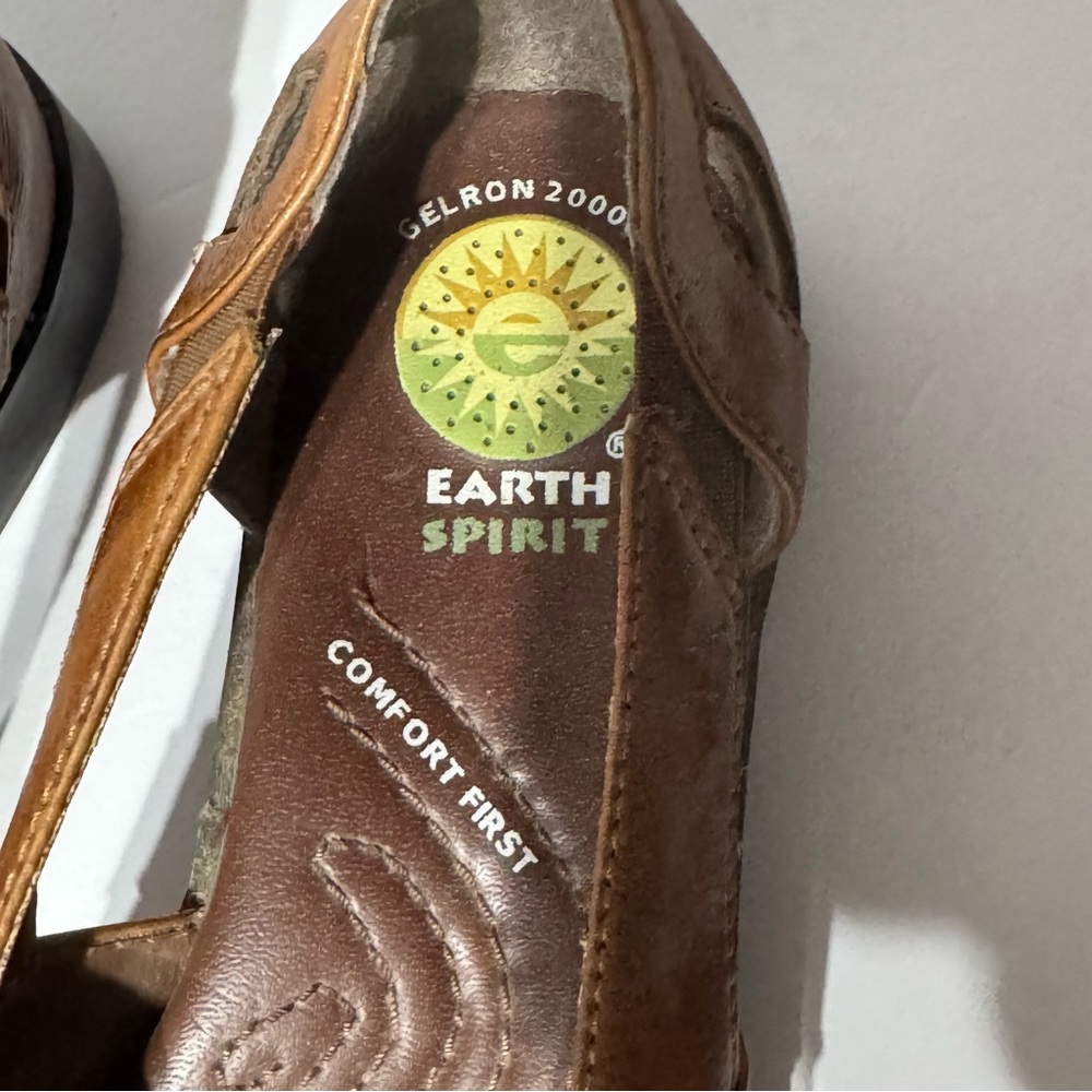 Earth Spirit Comfort First Brown Leather Open Toe‎ Slip On Sandals Size 6.5 - Picture 3 of 8